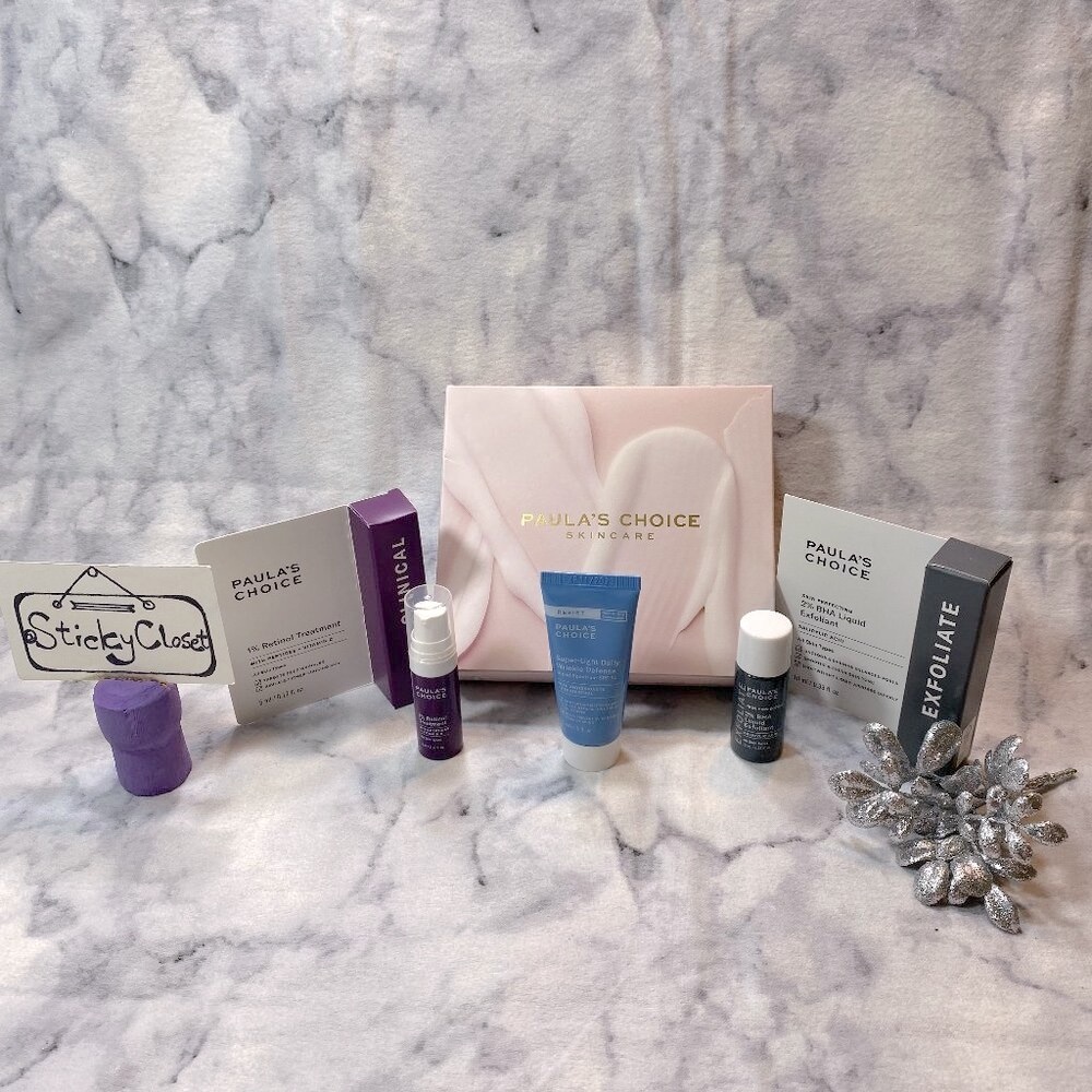 Paula’s Choice Skincare Set-2% BHA Exfoliant&1% Retinol Treatment-3pc-BOXED-NEW